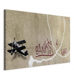 Taulu - Banksys Plane (1-part) - Red Graffiti Text on Mural Background