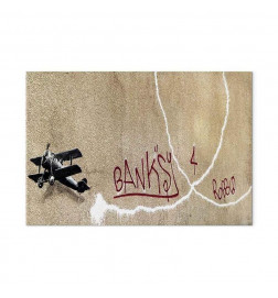 Tableau - Banksys Plane (1-part) - Red Graffiti Text on Mural Background