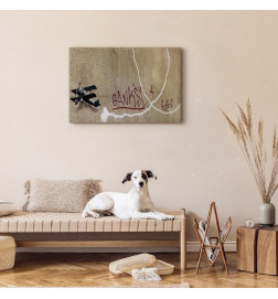 Canvas Print - Banksys Plane (1-part) - Red Graffiti Text on Mural Background