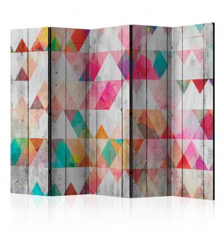 5-teiliges Paravent - Rainbow Triangles II [Room Dividers]