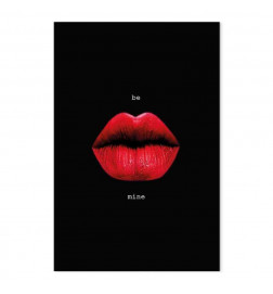 Schilderij - Red Lips (1-part) - Black Background with English Text