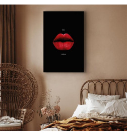 Leinwandbild - Red Lips (1-part) - Black Background with English Text