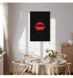 Paveikslas - Red Lips (1-part) - Black Background with English Text