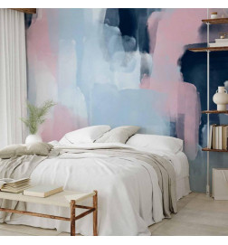 Wall Mural - Harmonious colours - abstract with blue and pink shapes