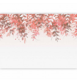 Fotobehang - Under vegetation - hanging vines of pink leaves on a neutral background