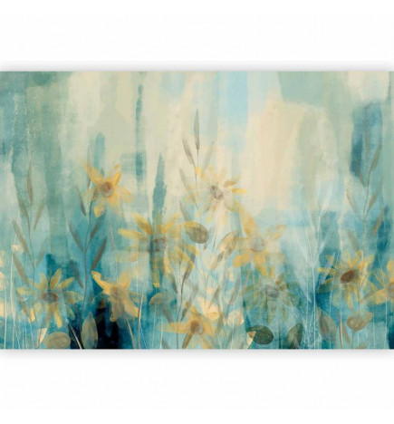 Carta da parati - A touch of summer - floral motif with a meadow of flowers in blue tones