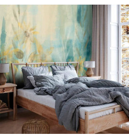 Wall Mural - A touch of summer - floral motif with a meadow of flowers in blue tones