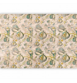 Fototapetas - Green and yellow autumn souvenirs - floral design with leaves