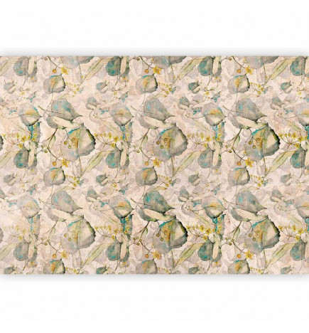 Fotobehang - Green and yellow autumn souvenirs - floral design with leaves