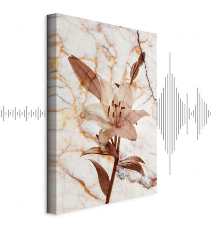 Leinwandbild - Elegance of a Flower (1-part) - Delicate Lily on Marble in Sepia