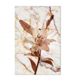 Cuadro - Elegance of a Flower (1-part) - Delicate Lily on Marble in Sepia