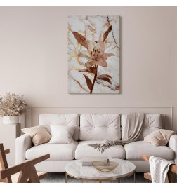 Canvas Print - Elegance of a Flower (1-part) - Delicate Lily on Marble in Sepia