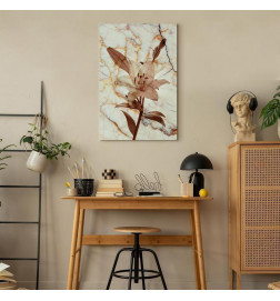 Tablou - Elegance of a Flower (1-part) - Delicate Lily on Marble in Sepia