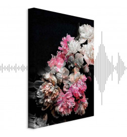 Cuadro - Peony Charm (1-part) - Colorful Bouquet on Black Background