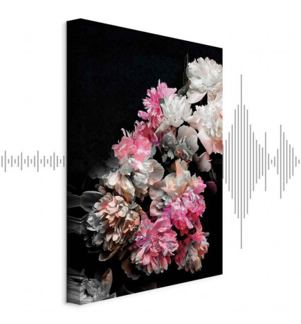 Cuadro - Peony Charm (1-part) - Colorful Bouquet on Black Background
