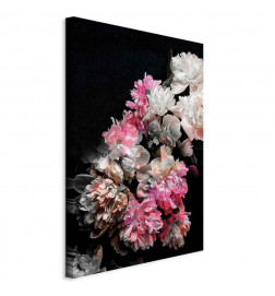 Tableau - Peony Charm (1-part) - Colorful Bouquet on Black Background