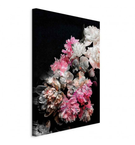 Cuadro - Peony Charm (1-part) - Colorful Bouquet on Black Background