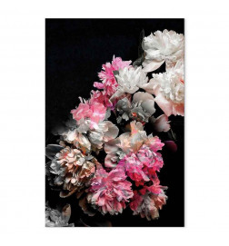 Canvas Print - Peony Charm (1-part) - Colorful Bouquet on Black Background