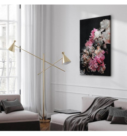 Leinwandbild - Peony Charm (1-part) - Colorful Bouquet on Black Background