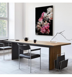 Tableau - Peony Charm (1-part) - Colorful Bouquet on Black Background