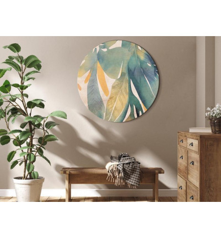 Ümmargune pilt - Watercolor exotics - Hanging delicate tropical plants in colors of green and yellow on a beige backgrou