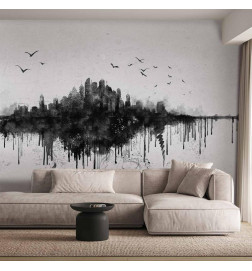 Wall Mural - Big city - abstract city skyline in black watercolour style