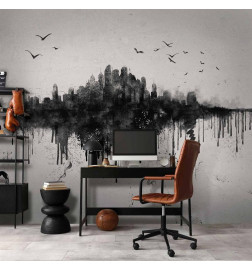 Carta da parati - Big city - abstract city skyline in black watercolour style