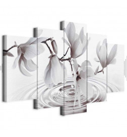 Cuadro - Magnolias over Water (5 Parts) Wide Grey