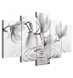 Quadro - Magnolias over Water (5 Parts) Wide Grey
