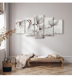 Tablou - Magnolias over Water (5 Parts) Wide Grey