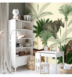 Fototapetas - Jungle Land With Animals in the Style of Old Engravings