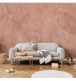 Fototapetas - Pink reed - solid background with textured vertical stripes with pattern