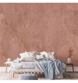 Papier peint - Pink reed - solid background with textured vertical stripes with pattern