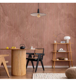 Fotomural - Pink reed - solid background with textured vertical stripes with pattern