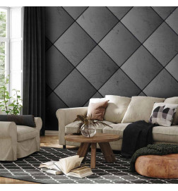 Fotobehang - Grey symmetry - geometric pattern in concrete pattern with black joints