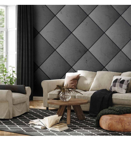 Fototapetti - Grey symmetry - geometric pattern in concrete pattern with black joints