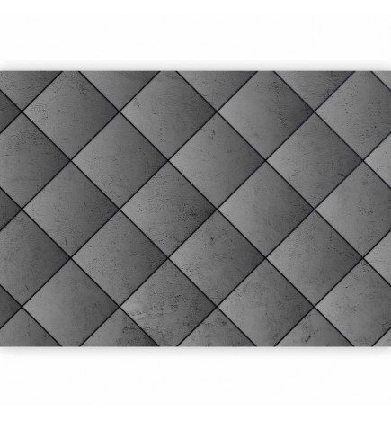 Papier peint - Grey symmetry - geometric pattern in concrete pattern with black joints
