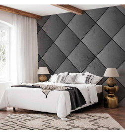 Fototapetas - Grey symmetry - geometric pattern in concrete pattern with black joints