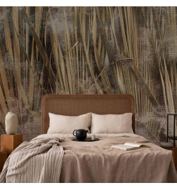 Wall Mural - Dry leaves - landscape of tall grasses in boho style with paint patterns