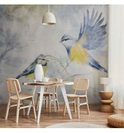 Fototapete - Watercolor Tit - First Variant