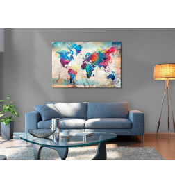 Quadro di sughero - World Map: Colourful Madness