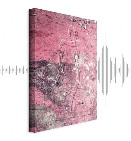 Quadro - Figure on Pink Background (1-part) - Female Silhouette in Marble