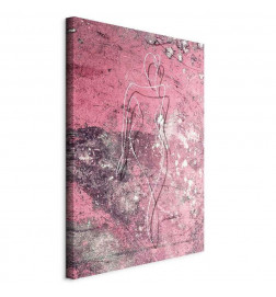 Schilderij - Figure on Pink Background (1-part) - Female Silhouette in Marble