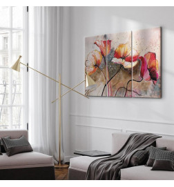 Leinwandbild - Poppies lashed by the wind