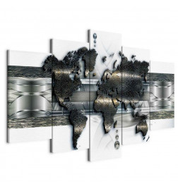 Schilderij - Metal World Map