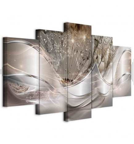 Quadro - Sparkling Dandelions (5 Parts) Beige Wide