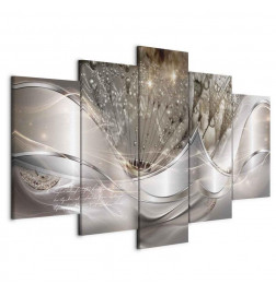 Canvas Print - Sparkling Dandelions (5 Parts) Beige Wide
