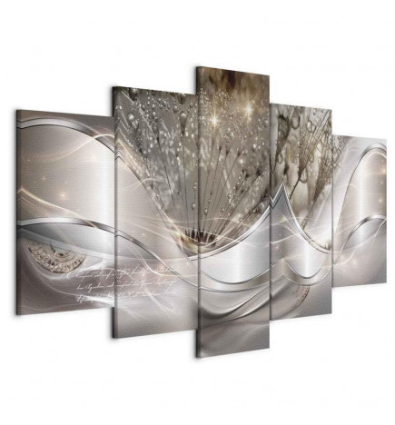 Quadro - Sparkling Dandelions (5 Parts) Beige Wide