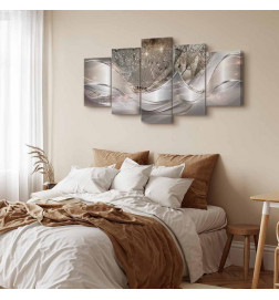 Canvas Print - Sparkling Dandelions (5 Parts) Beige Wide