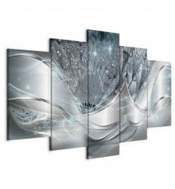 Schilderij - Sparkling Dandelions (5 Parts) Blue Wide